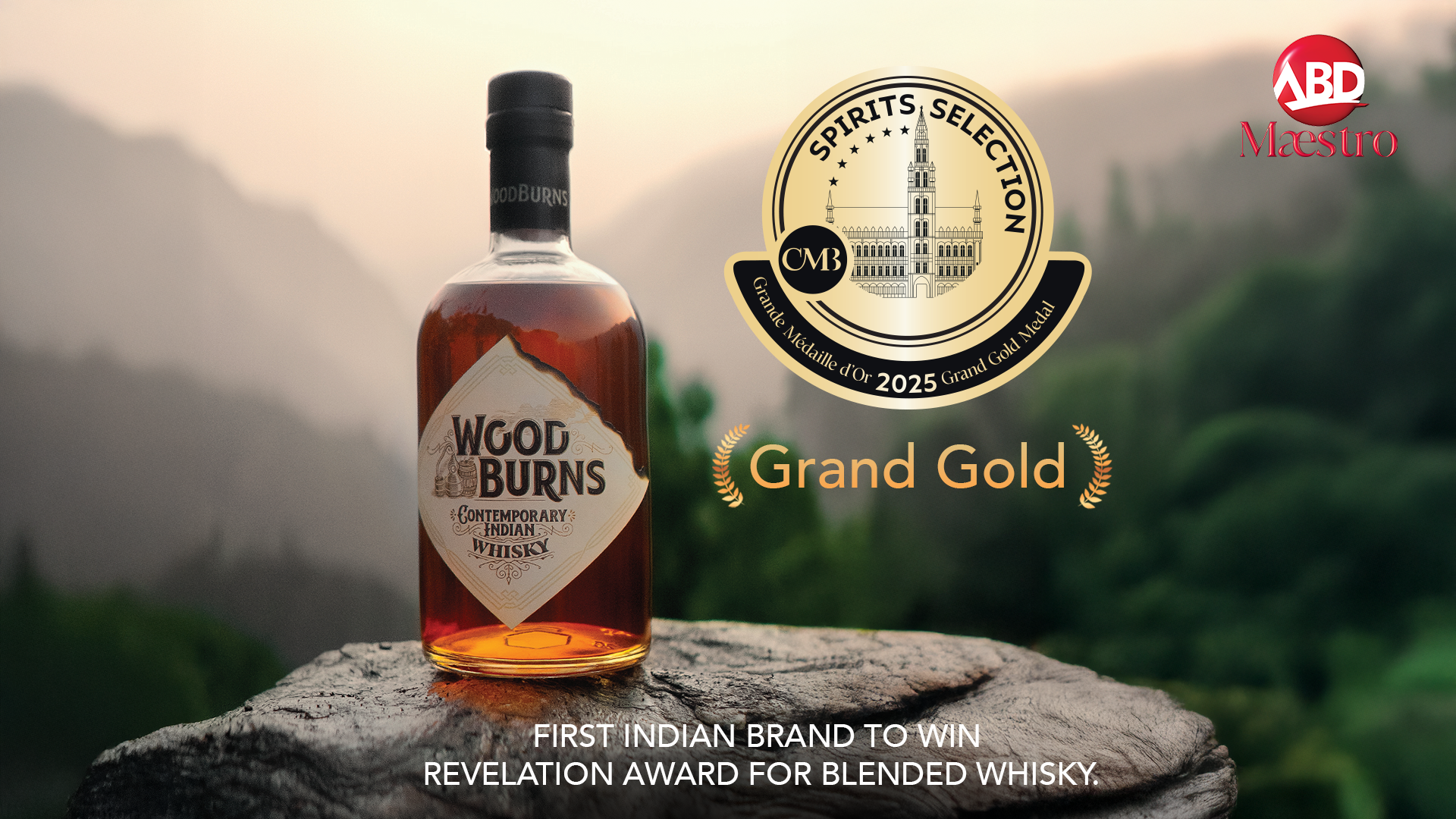 WOODBURNS Indian Whisky wins the country a first historic Grand Gold and Revelation Blended Whisky award at Spirits Selection by Concours Mondial de Bruxelles 2025