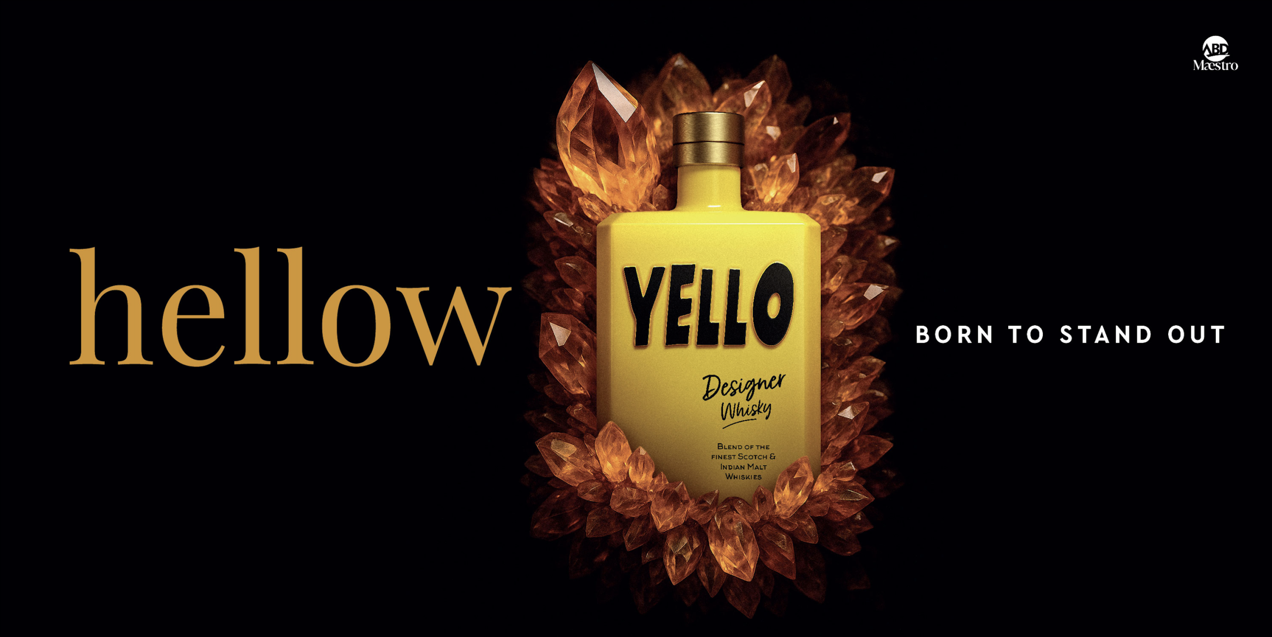 ABD Maestro unveils YELLO Designer Whisky,  a bold new fusion of Scotch and Indian Malts